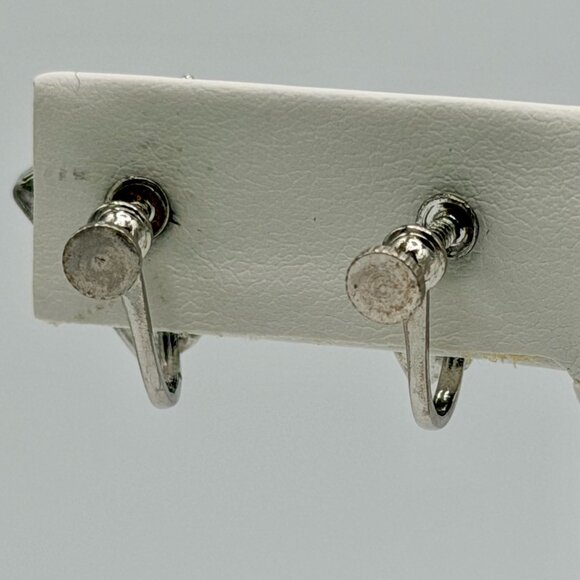 VTG Screw-Back Earring Lot x2 | Rhinestone | Geometric & Floral Sparkle - Picture 5 of 9